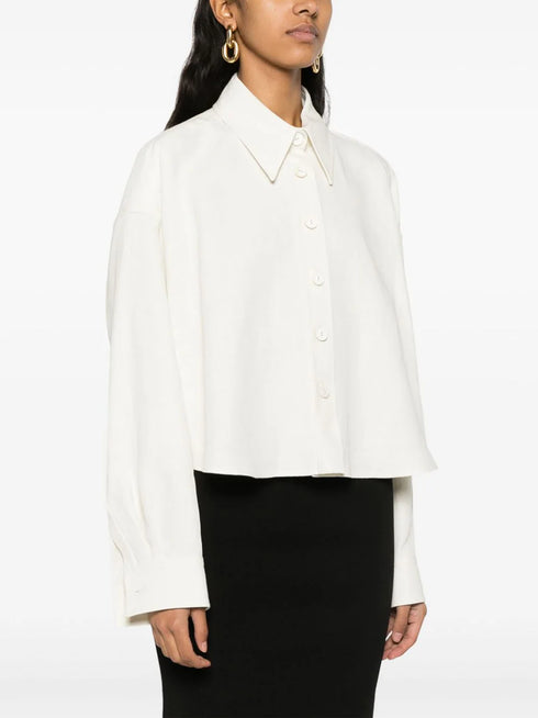 buttoned linen blend shirt